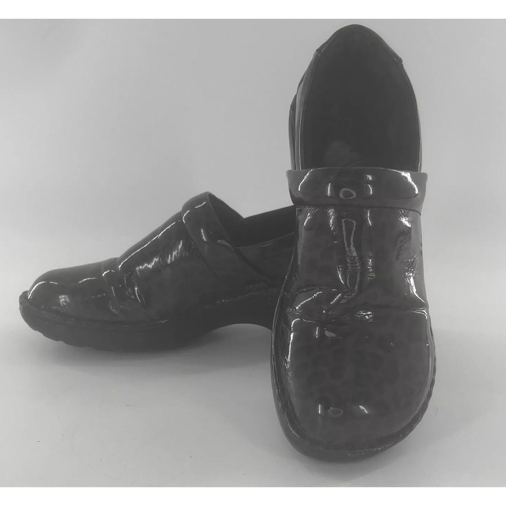 Born‎ BOC Peggy Clogs Womens 10 Patent Leather Cheetah Leopard Chunky  Platform